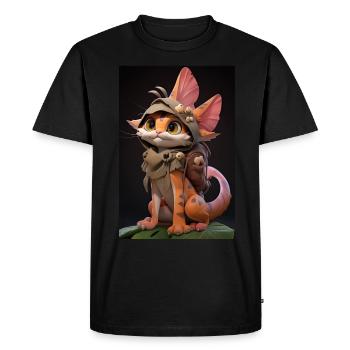 Dino Kitty : Adorable dessin d’un chat cosplay - T-shirt Premium bio Homme - noir - Devant - Nico (187cm)