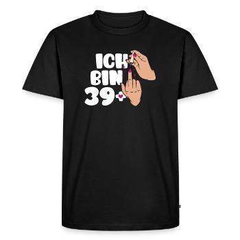 Ich bin 39 + Mittelfinger 40 Geburtstage Frauen - Männer Premium Bio T-Shirt - Schwarz - Vorne - Nico (187cm)