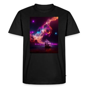 Vaisseau pirate dans l’espace - T-shirt Premium bio Homme - noir - Devant - Nico (187cm)