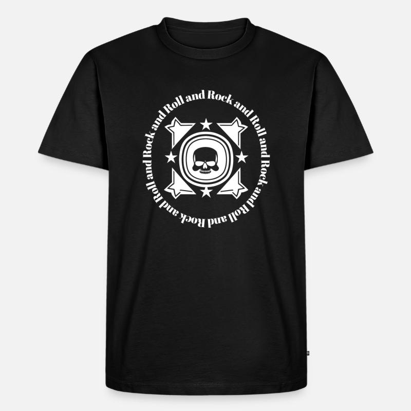 Rock and Roll - Skull - Männer Premium Bio T-Shirt - Schwarz