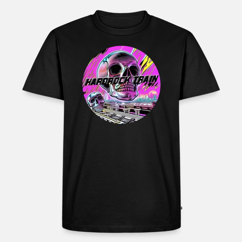 Hardrock Train Skulls - Männer Premium Bio T-Shirt - Schwarz