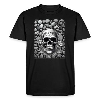 Crâne de roche besoin sur pierres - T-shirt Premium bio Homme - noir - Devant - Nico (187cm)