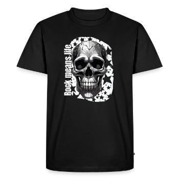 Le rocher signifie la vie crâne - T-shirt Premium bio Homme - noir - Devant - Nico (187cm)
