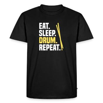 Eat Sleep Drum Repeat drum kit drummer - Men's Premium Organic T-Shirt - black - Front - Nico (187cm)
