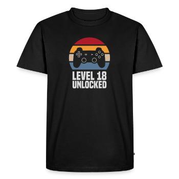 Niveau 18 débloqué gamer gamer gamer - T-shirt Premium bio Homme - noir - Devant - Nico (187cm)