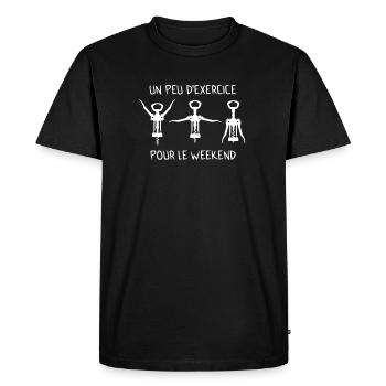 Un Peu D’Exercice Pour Le Weekend buveur de vin - T-shirt Premium bio Homme - noir - Devant - Nico (187cm)