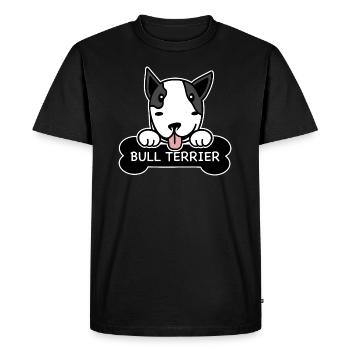 Bull Terrier and bones - Men's Premium Organic T-Shirt - black - Front - Nico (187cm)