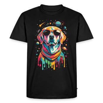 Chemise Labrador de l’espace rétro oeuvre colorée - T-shirt Premium bio Homme - noir - Devant - Nico (187cm)