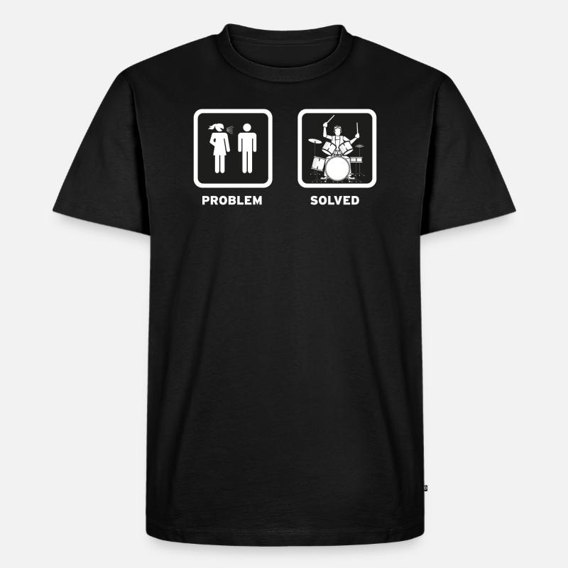 Drummer: Problem -Solved - Männer Premium Bio T-Shirt - Schwarz