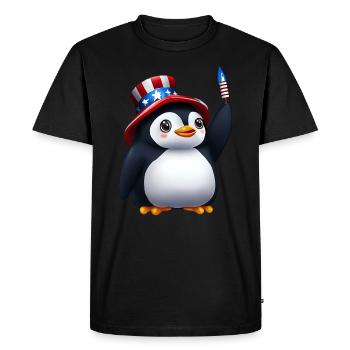 Pingouin patriotique pour le 4 juillet - T-shirt Premium bio Homme - noir - Devant - Nico (187cm)