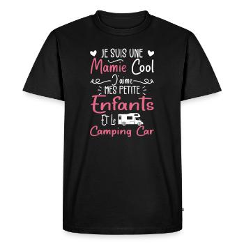 Mamie J'aime Mes Petite Enfants et le Camping-Car - T-shirt Premium bio Homme - noir - Devant - Nico (187cm)