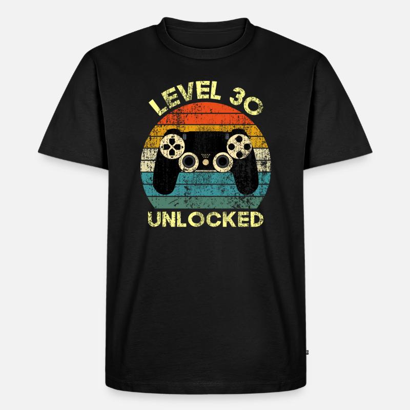 STUFE 30 ENTSPERRT Birhday Geschenk - Männer Premium Bio T-Shirt - Schwarz