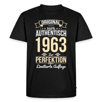 60th birthday - Original 1963 100% authentic - Men's Premium Organic T-Shirt - black - Front - Nico (187cm)