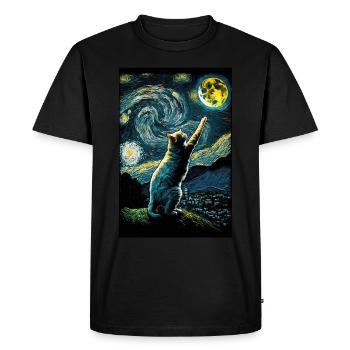 Chat Van Gogh Style Moon étoiles la nuit - T-shirt Premium bio Homme - noir - Devant - Nico (187cm)