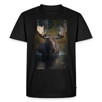 Moose Realistic - Men's Premium Organic T-Shirt - black - Front - Nico (187cm)