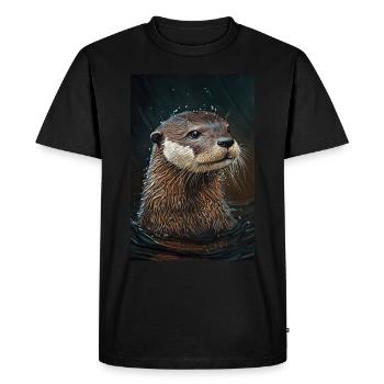Otter Dessin animé réaliste Anime - T-shirt Premium bio Homme - noir - Devant - Nico (187cm)