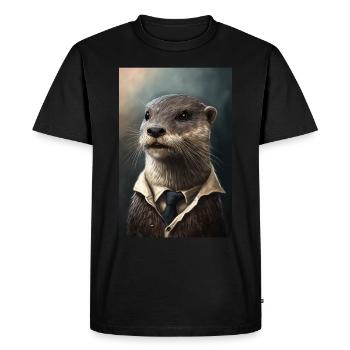 Otter Dessin animé réaliste Anime - T-shirt Premium bio Homme - noir - Devant - Nico (187cm)