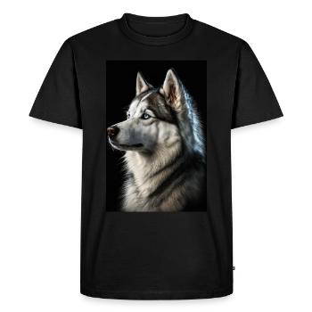 Husky Chien Animal Cool Réaliste - T-shirt Premium bio Homme - noir - Devant - Nico (187cm)
