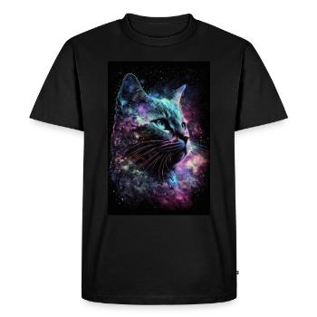 cat galaxy space space stars - Men's Premium Organic T-Shirt - black - Front - Nico (187cm)