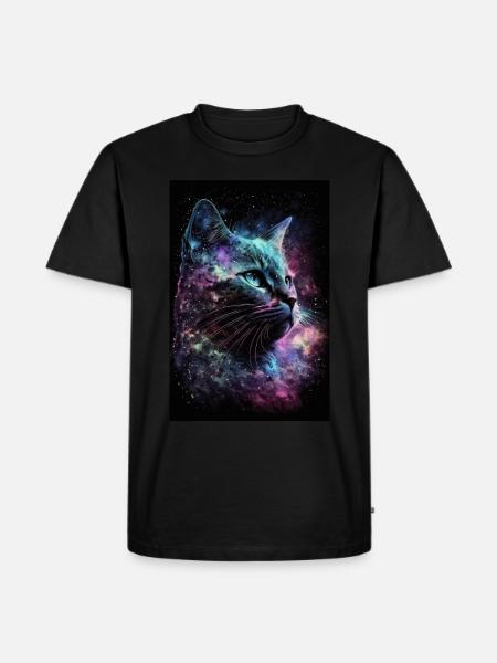 cat galaxy space space stars - Men's Premium Organic T-Shirt - black