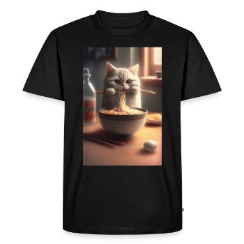 Mignon chat japonais Ramen - T-shirt Premium bio Homme - noir - Devant - Nico (187cm)