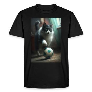 Cat Football Realistic - Men's Premium Organic T-Shirt - black - Front - Nico (187cm)