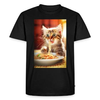 Drôles de spaghettis de chat - T-shirt Premium bio Homme - noir - Devant - Nico (187cm)