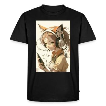 Anime Cat Girl Manga Otaku Waifu - T-shirt Premium bio Homme - noir - Devant - Nico (187cm)