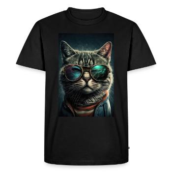 Lunettes de chat Lunettes de soleil Cool Cat - T-shirt Premium bio Homme - noir - Devant - Nico (187cm)