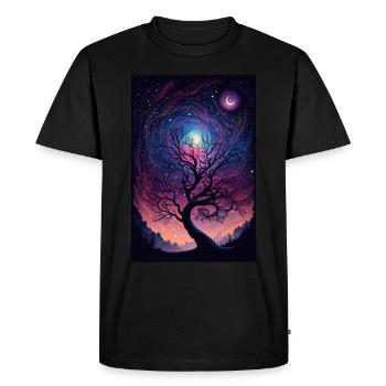 Tree Galaxy Stars Mystical Fantasy Northern Lights - Men's Premium Organic T-Shirt - black - Front - Nico (187cm)