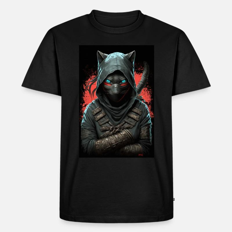 Ninja Katze Japan - Männer Premium Bio T-Shirt - Schwarz
