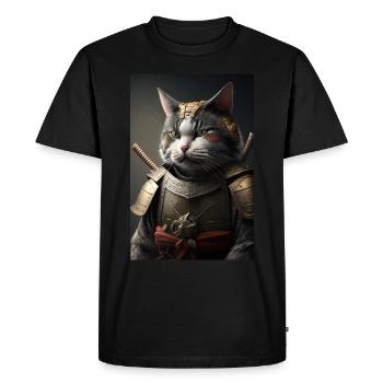 Samurai Cat Cat Cool Japan Warrior - Men's Premium Organic T-Shirt - black - Front - Nico (187cm)
