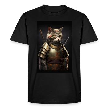 Samurai Cat Cat Cool Japan Warrior - Men's Premium Organic T-Shirt - black - Front - Nico (187cm)