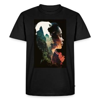 Zhangjiajie Mountains Profil de femme Chine - T-shirt Premium bio Homme - noir - Devant - Nico (187cm)