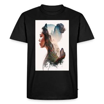 Zhangjiajie Mountains Profil de femme Chine - T-shirt Premium bio Homme - noir - Devant - Nico (187cm)