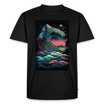 Retro Gaming Gamer - Men's Premium Organic T-Shirt - black - Front - Nico (187cm)