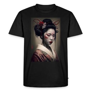 Geisha Portrait Kimono Japonais Traditionnel - T-shirt Premium bio Homme - noir - Devant - Nico (187cm)
