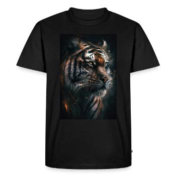 Portrait de tigre Cool Chat sauvage Chat sauvage Prédateur - T-shirt Premium bio Homme - noir - Devant - Nico (187cm)