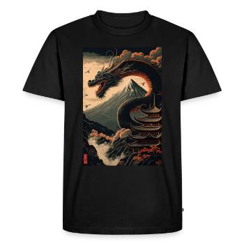 Dragon japonais Maisons de dragon chinois Montagne - T-shirt Premium bio Homme - noir - Devant - Nico (187cm)