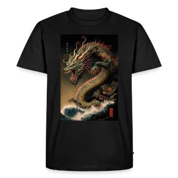 Japanese Dragon Waves Japan Monster - Men's Premium Organic T-Shirt - black - Front - Nico (187cm)