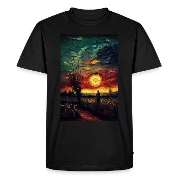 Sunset Landscape Field Paintings - Men's Premium Organic T-Shirt - black - Front - Nico (187cm)