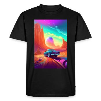 Hot Rod Car Futuriste Désert Coloré - T-shirt Premium bio Homme - noir - Devant - Nico (187cm)