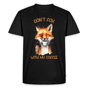 Motif amusant pour tous ceux qui aiment le café et les renards - T-shirt Premium bio Homme - noir - Devant - Nico (187cm)