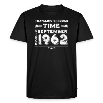 Vintage Time Travel Birthday Design September 196 - Men's Premium Organic T-Shirt - black - Front - Nico (187cm)