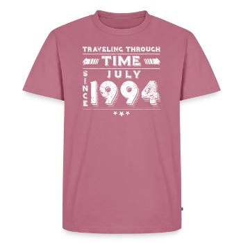 Vintage Time Travel Birthday Design July 1994 - Men's Premium Organic T-Shirt - mauve - Front - Nico (187cm)