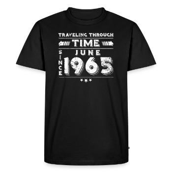 Conception d'anniversaire de voyage dans le temps vintage juin 1965 - T-shirt Premium bio Homme - noir - Devant - Nico (187cm)