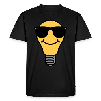 Lightbulb with sunglasses - Men's Premium Organic T-Shirt - black - Front - Nico (187cm)