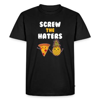 Citations drôles de pizza hawaïenne et d’ananas - T-shirt Premium bio Homme - noir - Devant - Nico (187cm)