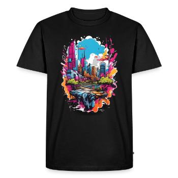 Paysage urbain - T-shirt Premium bio Homme - noir - Devant - Nico (187cm)