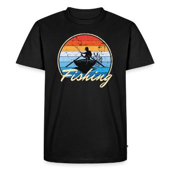 Pêche Pêche Pêcheur Bateau sur la mer Cadeau - T-shirt Premium bio Homme - noir - Devant - Nico (187cm)